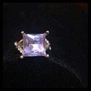 Princess cut large purple gemstone gorgeous ring!